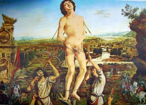 Martirio di San Sebastiano, assieme di cm 289 x 200, National Gallery di Londra.